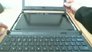 Start by holding the LCD bezel frame over the 2 LCD hinges. Then snap the bezel frame together along all sides. You should hear "snapping" sounds so do not worry :)