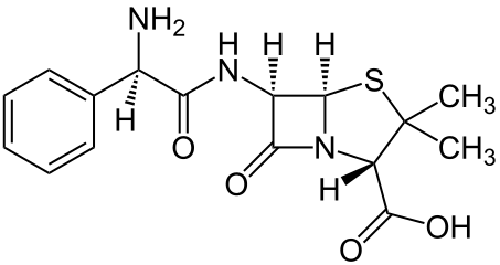 Chemical structure of ampicillin