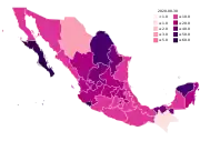 Active cases per 100,000 inhabitants by state (as of August 10, 2020[update])