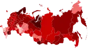 Confirmed cases per million by federal subjects   60,000+   30,000–60,000   20,000–30,000   10,000–20,000   6,000–10,000   3,000–6,000