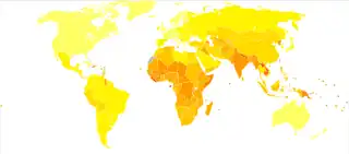 Disability-adjusted life year for iron-deficiency anemia per 100,000 inhabitants in 2004.