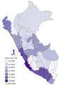 Confirmed deaths by COVID-19 per 100,000 inhabitants.
