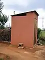 Well maintained pit latrine at a rural household near Maseru, Lesotho.