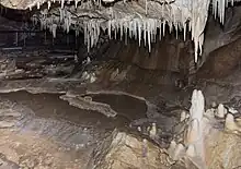Speleothemes inside the cave