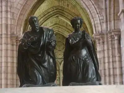 Close up of the Effigies on the tomb of Henry II and Catherine de' Medici at the basilica of Saint Denis, carved by Germain Pilon