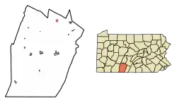 Location of Woodbury in Bedford County, Pennsylvania.