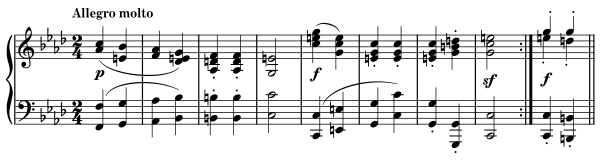 Opening bars of the second movement