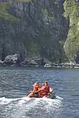 Boat sailing towards Big Koniuji Island