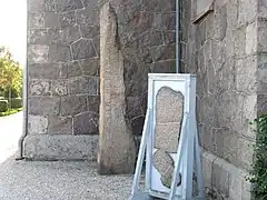 Runestones along the south wall of the chancel