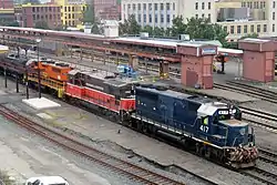 CSOR freight train at Springfield Union Station, August 2018