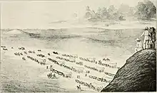 Image 16Depiction of the Donner Party heading west on the California Trail. (from History of California)