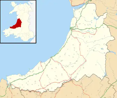 Blaenplwyf transmitting station is located in Ceredigion