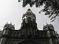 The church's central octagonal domed tower which is flanked by two smaller towers