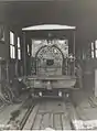 Class E17 locomotive No. 18 housed in a goods shed at Petersham before being removed to Rail Museum at Enfield