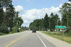 Looking north at the sign for Clearwater Lake