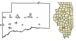 Location of Damiansville in Clinton County, Illinois.