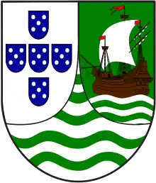 Cape Verde(1935–1975)Green with a sailing ship in natural colors on green-white waves.
