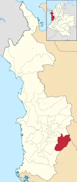 Location of the municipality and town of San José del Palmar in the Chocó Department of Colombia.