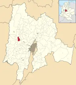 Location of the municipality and town inside Cundinamarca Department of Colombia