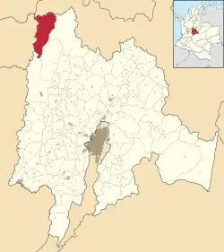 Location of the municipality and town inside Cundinamarca Department of Colombia