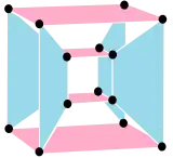 4{4}2,  with 16 vertices, 8 4-edges in 2 sets of colors and filled square 4-edges as