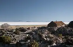 The village of Coquesa and Salar de Uyuni in Tahua Municipality