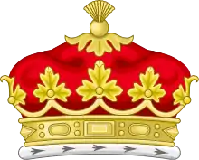 Illustration of a coronet shown from the side with five strawberry leaves visible