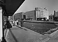 The adjacent buildings of Twentsche Bank [nl] (left), Netherlands Trading Society, and Amsterdamsche Bank (right) on the Blaak [nl] in Rotterdam, 1953