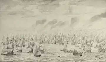 Image 11The Anglo-Dutch Wars were fought between the English and the Dutch for control over the seas and trade routes. (from History of capitalism)