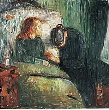 Edvard Munch, The Sick Child, 1907. 4th in the series. Oil on canvas, 137 cm (54 in) × 139 cm (55 in). Tate, London.