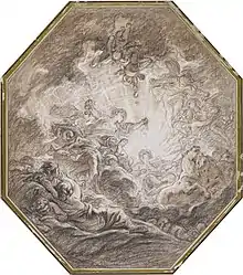 Aurora welcomes the sun with a group of heavenly beings