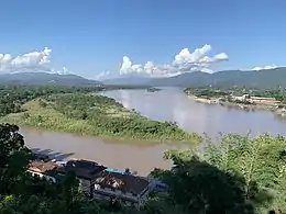 confluence of Ruak River and Mekong Rivers, view from Wat Phra That Doi Pu Khao [th] in Ban Sop Ruak