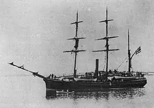 A three-masted steamer