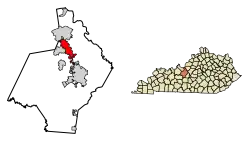 Location of Radcliff in Hardin County, Kentucky.