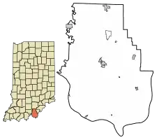 Location of New Middletown in Harrison County, Indiana.