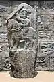 Hero stone with relief sculpture in the Arakeshwara temple at Hole Alur
