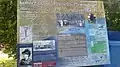 Interpretation board at Mount Vaea, with graffiti.