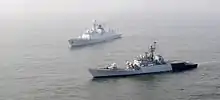 Weifang and INS Kora off Visakhapatnam, India in May 2014.