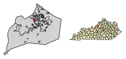Location of Bellewood in Jefferson County, Kentucky
