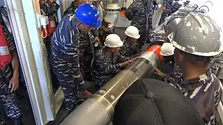 KRI Raden Eddy Martadinata (331) crew during torpedo firing exercise