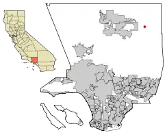 Location of Lake Los Angeles in Los Angeles County, California.