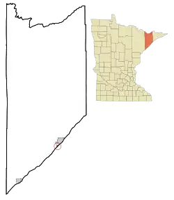 Location of the city of Beaver Baywithin Lake County, Minnesota