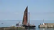 The Reaper leaving Port Seton. Fifies like this were used for fishing off the coast of Scotland from the 1850s until well into the 20th century.