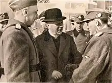 SD Inspector-General Leon Rupnik, Bishop Gregorij Rožman, and SS-General Erwin Rösener
