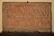 Descent from Tavatimsa Heaven (central scene), 2nd century AD, Mathura.