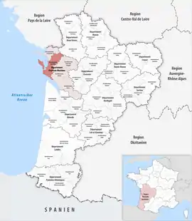 Location within the region Nouvelle-Aquitaine