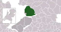 Highlighted position of Noordoostpolder in a municipal map of Flevoland