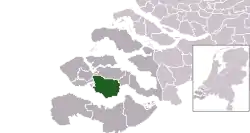 Highlighted position of Borsele in a municipal map of Zeeland