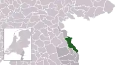 Highlighted position of Bergen (L) in a municipal map of Limburg