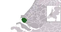 Highlighted position of Voorne aan Zee in a municipal map of South Holland